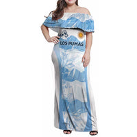 Argentina Rugby Los Pumas Custom Family Matching Off Shoulder Maxi Dress and Hawaiian Shirt Traditional Colors - Wonder Print Shop