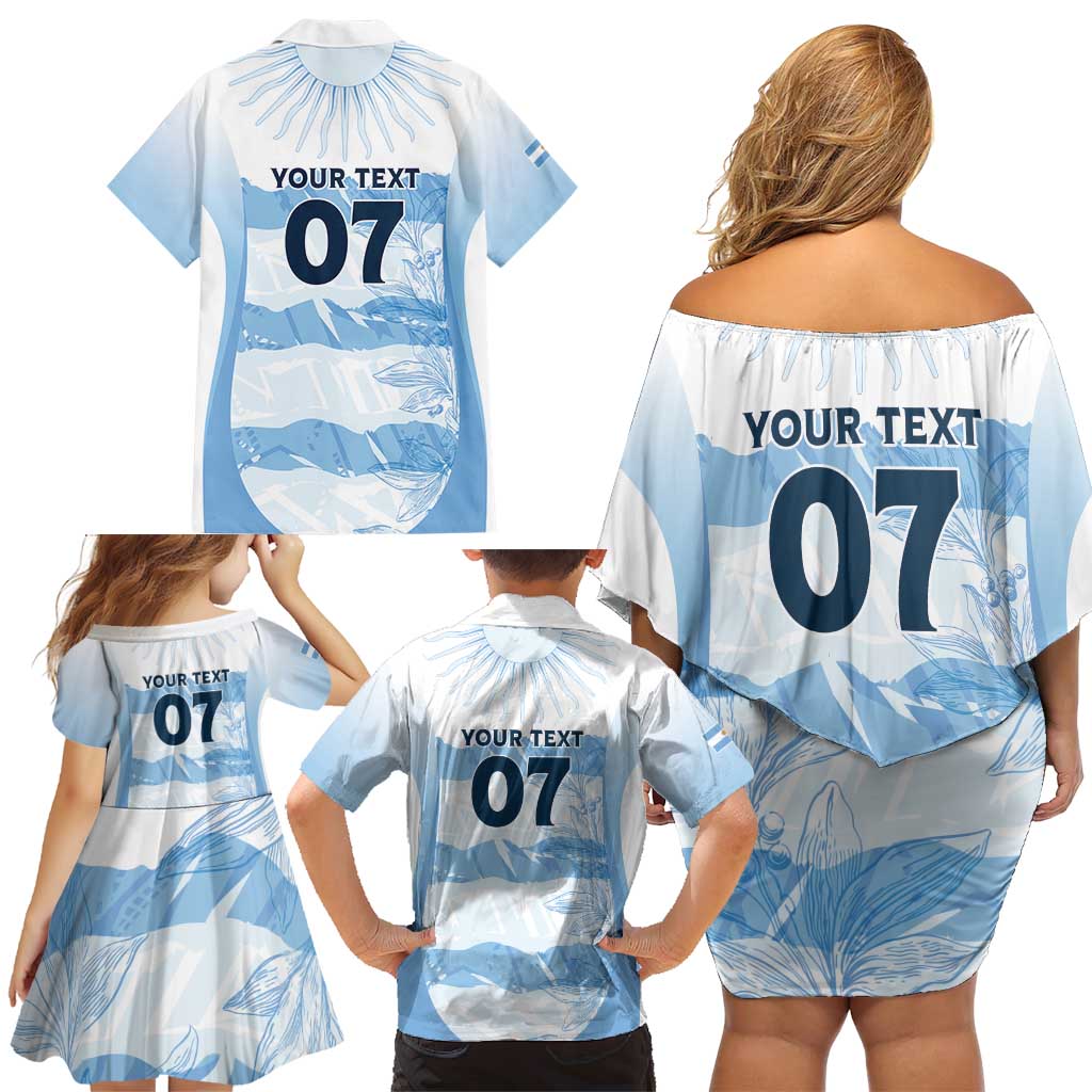 Argentina Rugby Los Pumas Custom Family Matching Off Shoulder Short Dress and Hawaiian Shirt Traditional Colors - Wonder Print Shop
