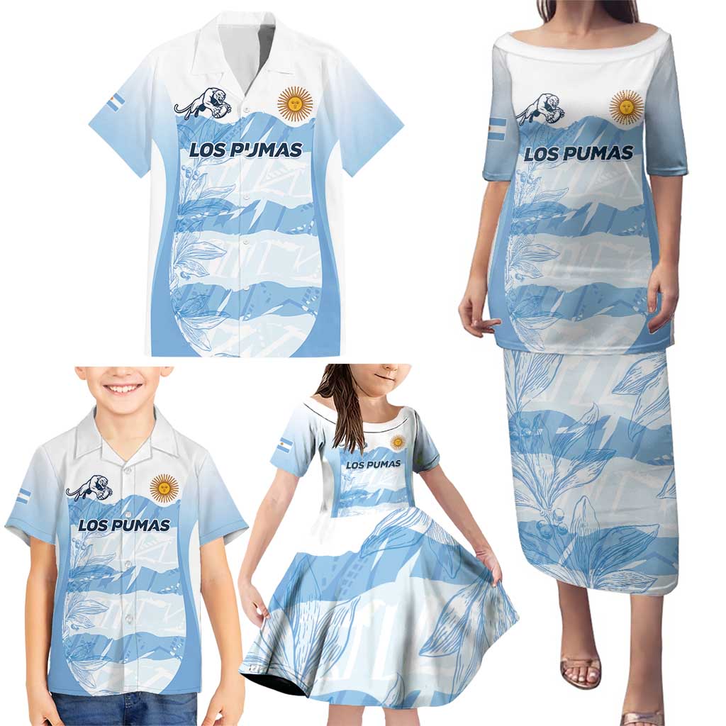 Argentina Rugby Los Pumas Custom Family Matching Puletasi and Hawaiian Shirt Traditional Colors - Wonder Print Shop