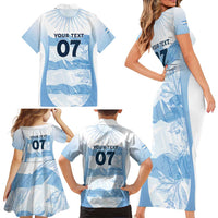 Argentina Rugby Los Pumas Custom Family Matching Short Sleeve Bodycon Dress and Hawaiian Shirt Traditional Colors - Wonder Print Shop