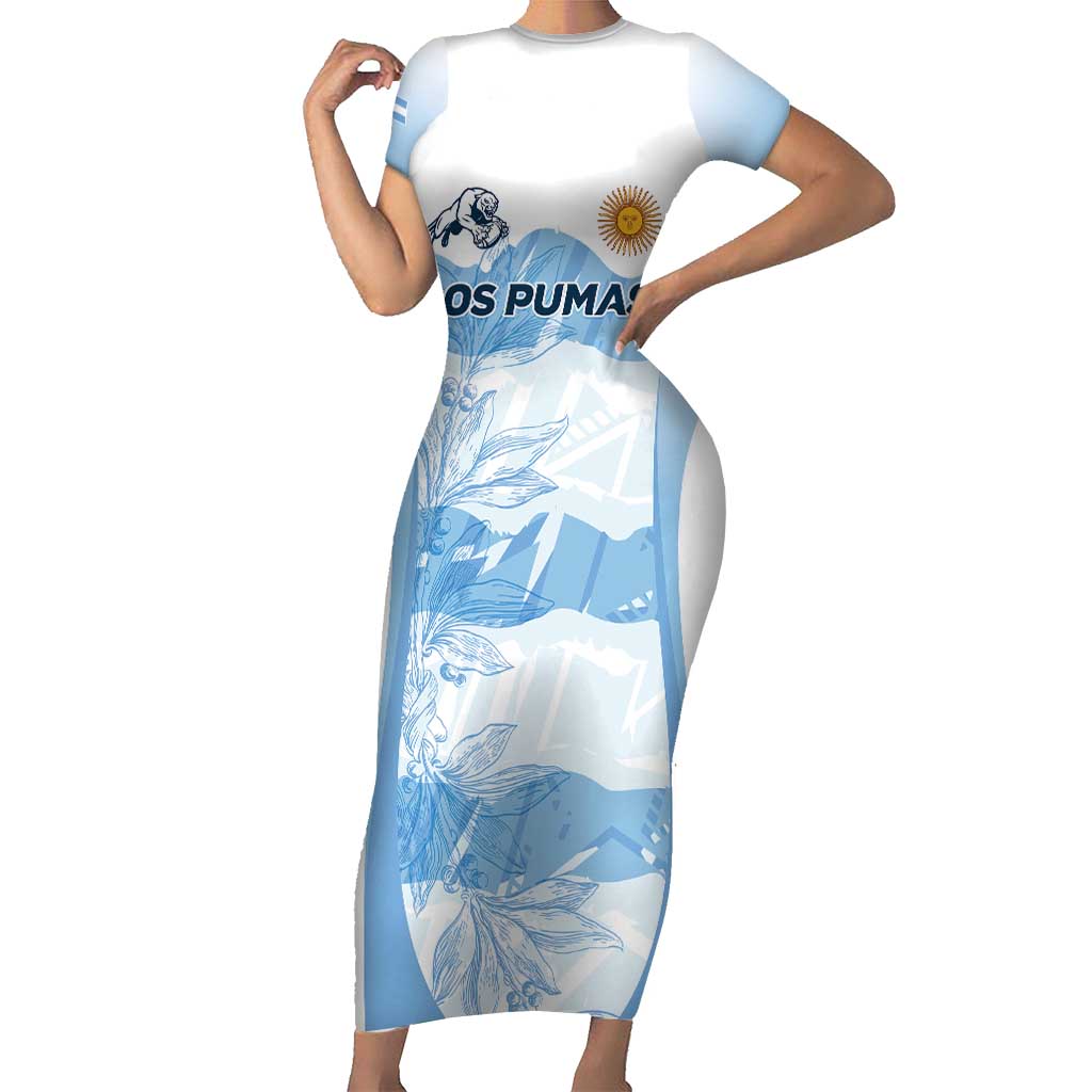 Argentina Rugby Los Pumas Custom Family Matching Short Sleeve Bodycon Dress and Hawaiian Shirt Traditional Colors - Wonder Print Shop