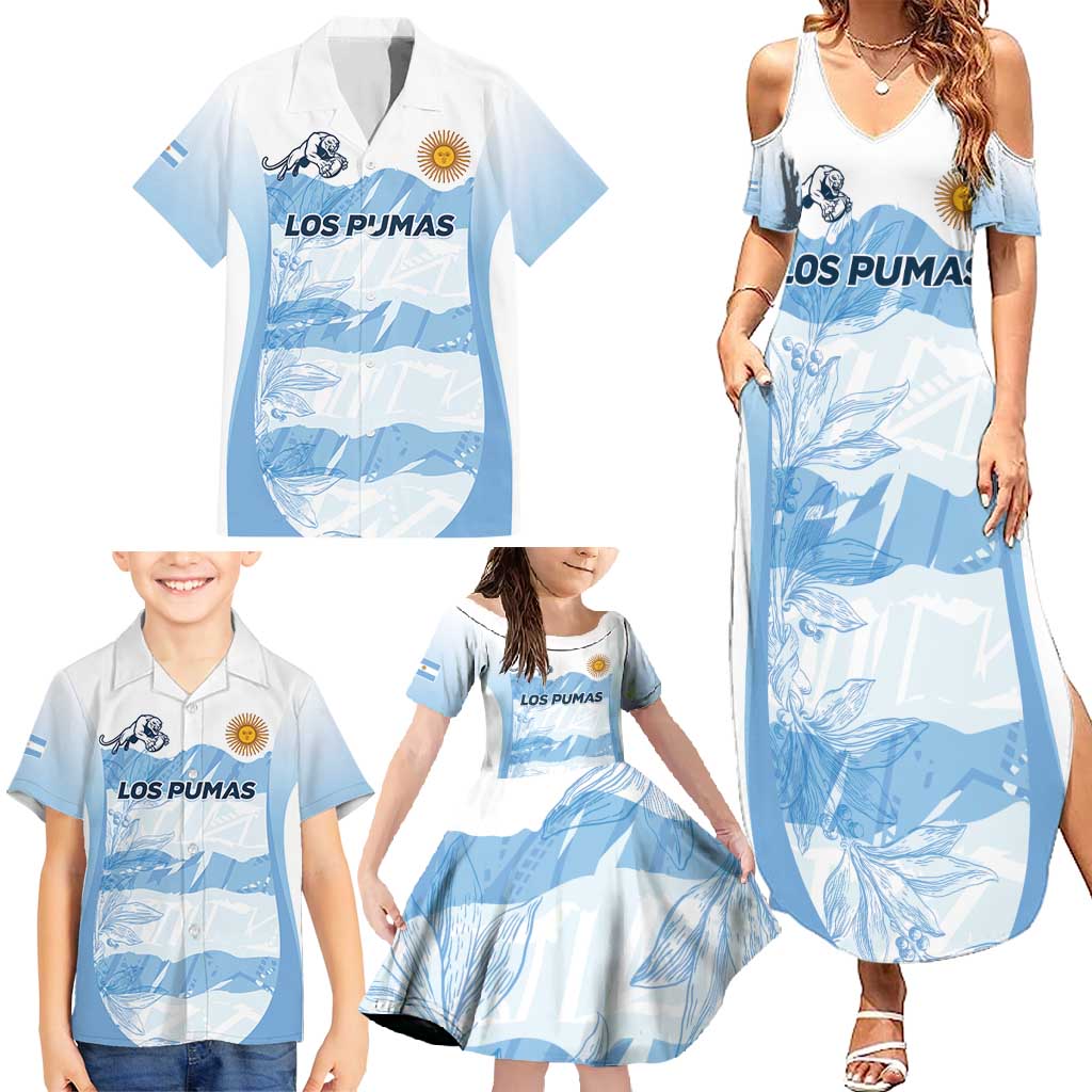 Argentina Rugby Los Pumas Custom Family Matching Summer Maxi Dress and Hawaiian Shirt Traditional Colors - Wonder Print Shop
