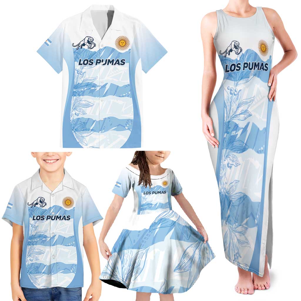 Argentina Rugby Los Pumas Custom Family Matching Tank Maxi Dress and Hawaiian Shirt Traditional Colors - Wonder Print Shop