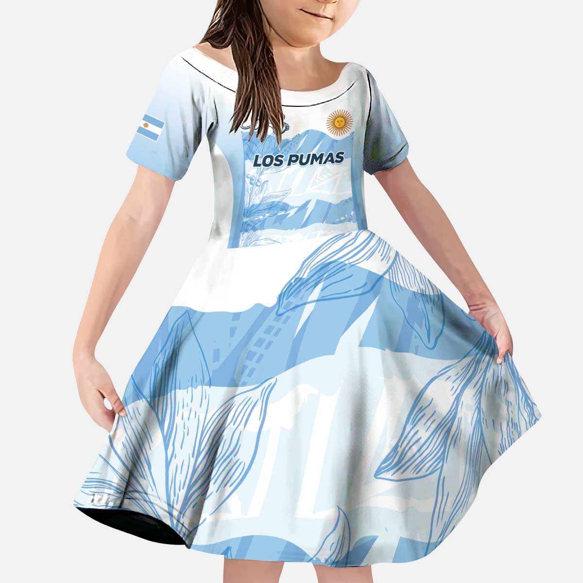 Argentina Rugby Los Pumas Custom Kid Short Sleeve Dress Traditional Colors - Wonder Print Shop