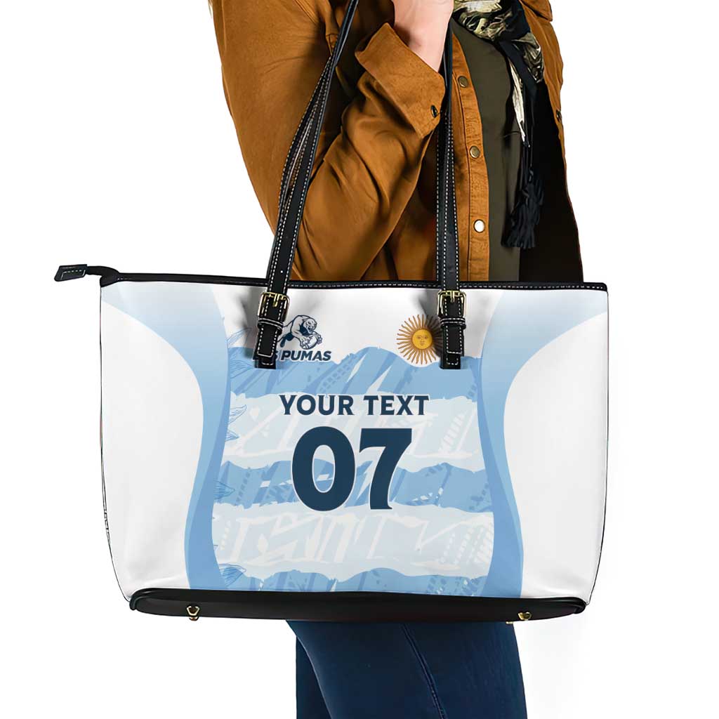 Argentina Rugby Los Pumas Custom Leather Tote Bag Traditional Colors - Wonder Print Shop