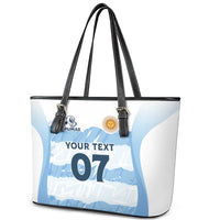 Argentina Rugby Los Pumas Custom Leather Tote Bag Traditional Colors - Wonder Print Shop