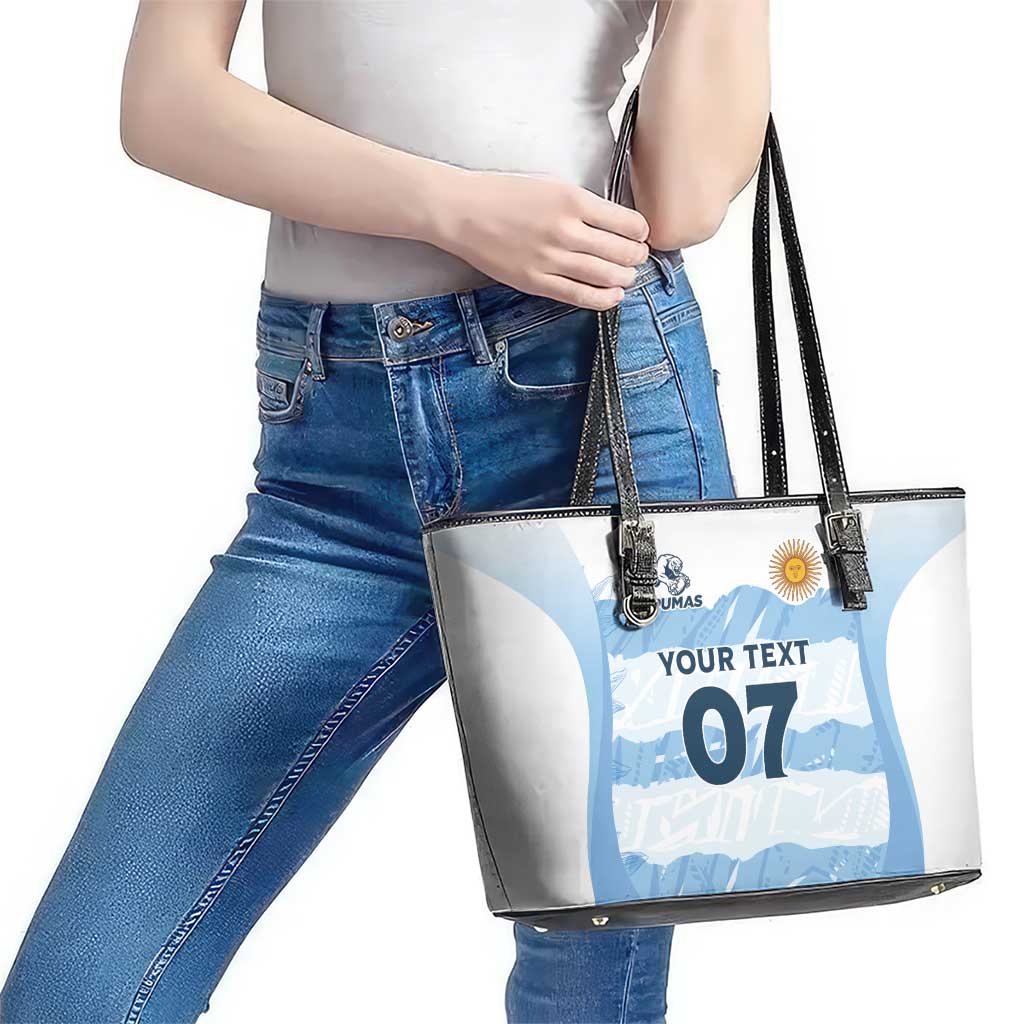 Argentina Rugby Los Pumas Custom Leather Tote Bag Traditional Colors - Wonder Print Shop