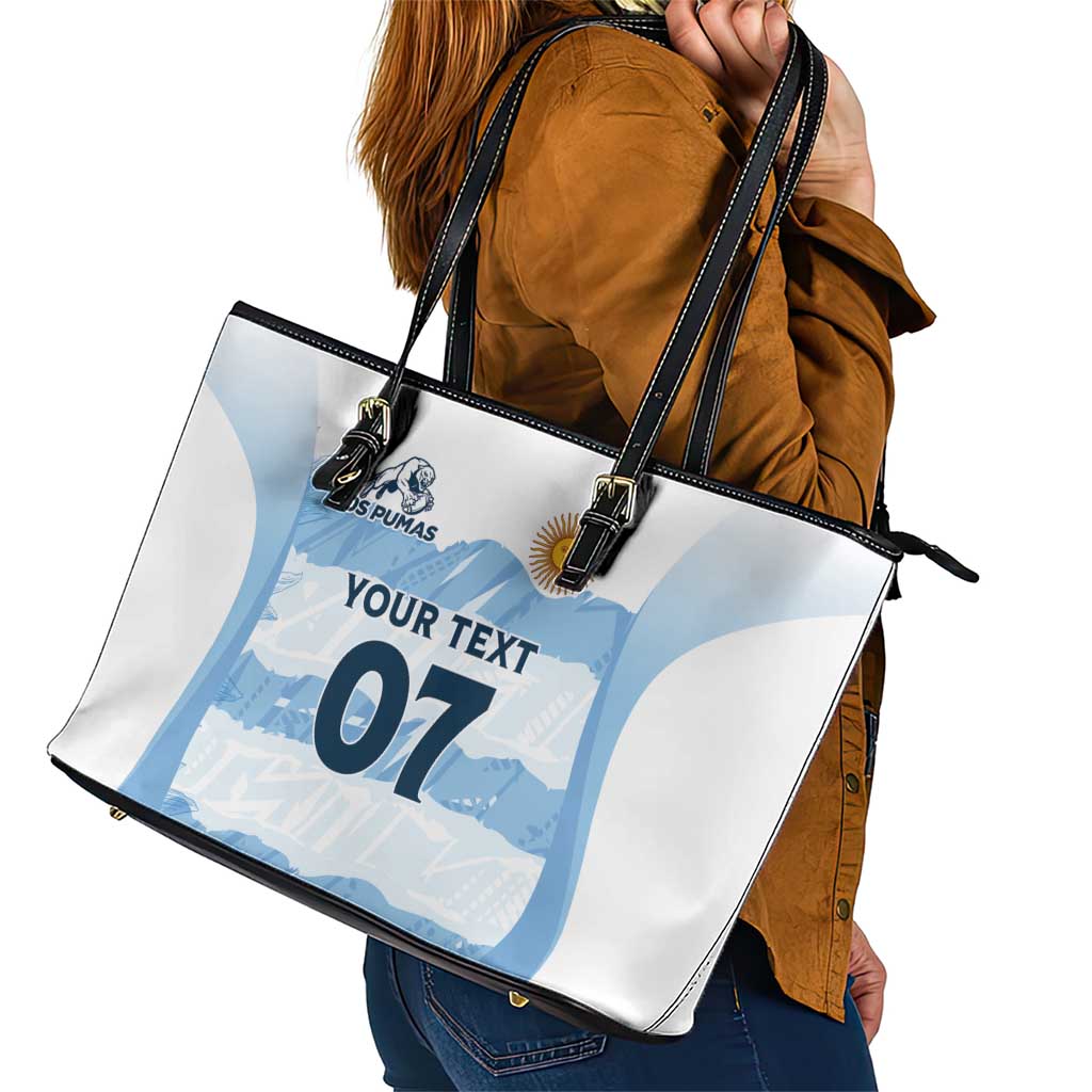 Argentina Rugby Los Pumas Custom Leather Tote Bag Traditional Colors - Wonder Print Shop