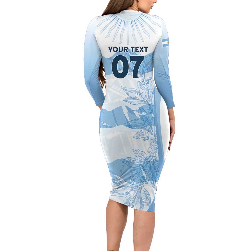 Argentina Rugby Los Pumas Custom Long Sleeve Bodycon Dress Traditional Colors - Wonder Print Shop