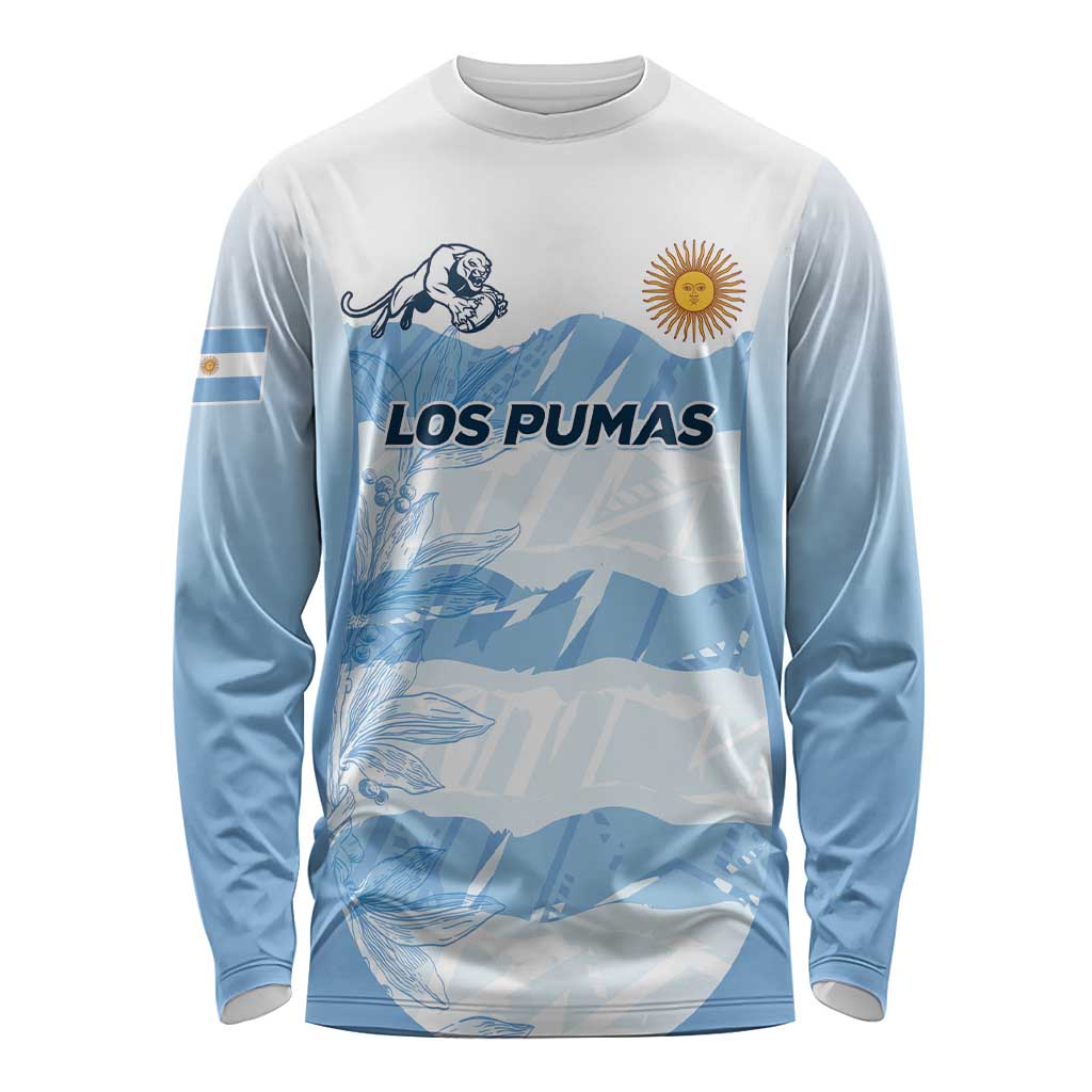 Argentina Rugby Los Pumas Custom Long Sleeve Shirt Traditional Colors - Wonder Print Shop