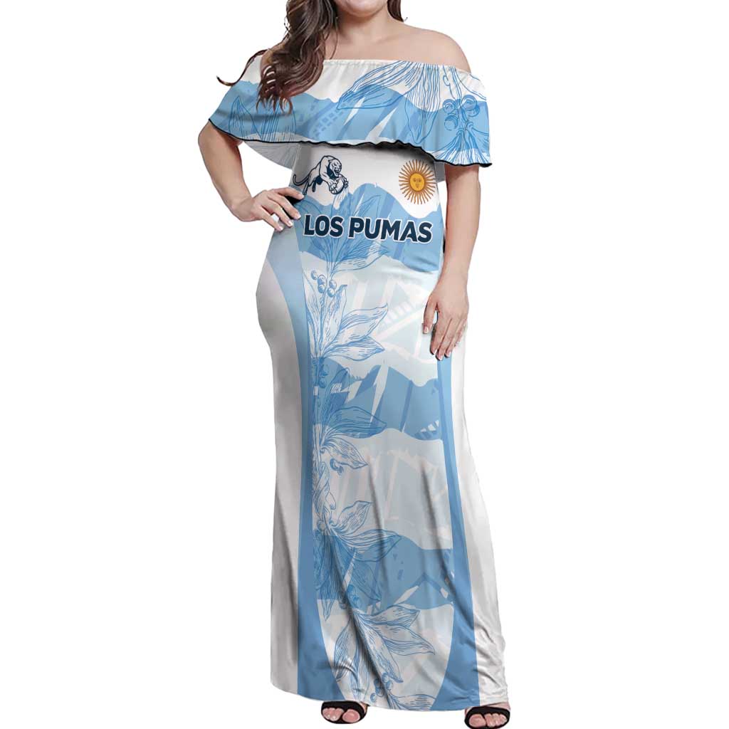 Argentina Rugby Los Pumas Custom Off Shoulder Maxi Dress Traditional Colors - Wonder Print Shop