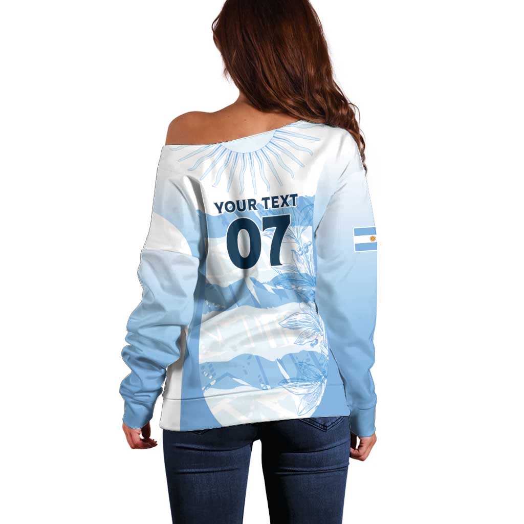 Argentina Rugby Los Pumas Custom Off Shoulder Sweater Traditional Colors - Wonder Print Shop