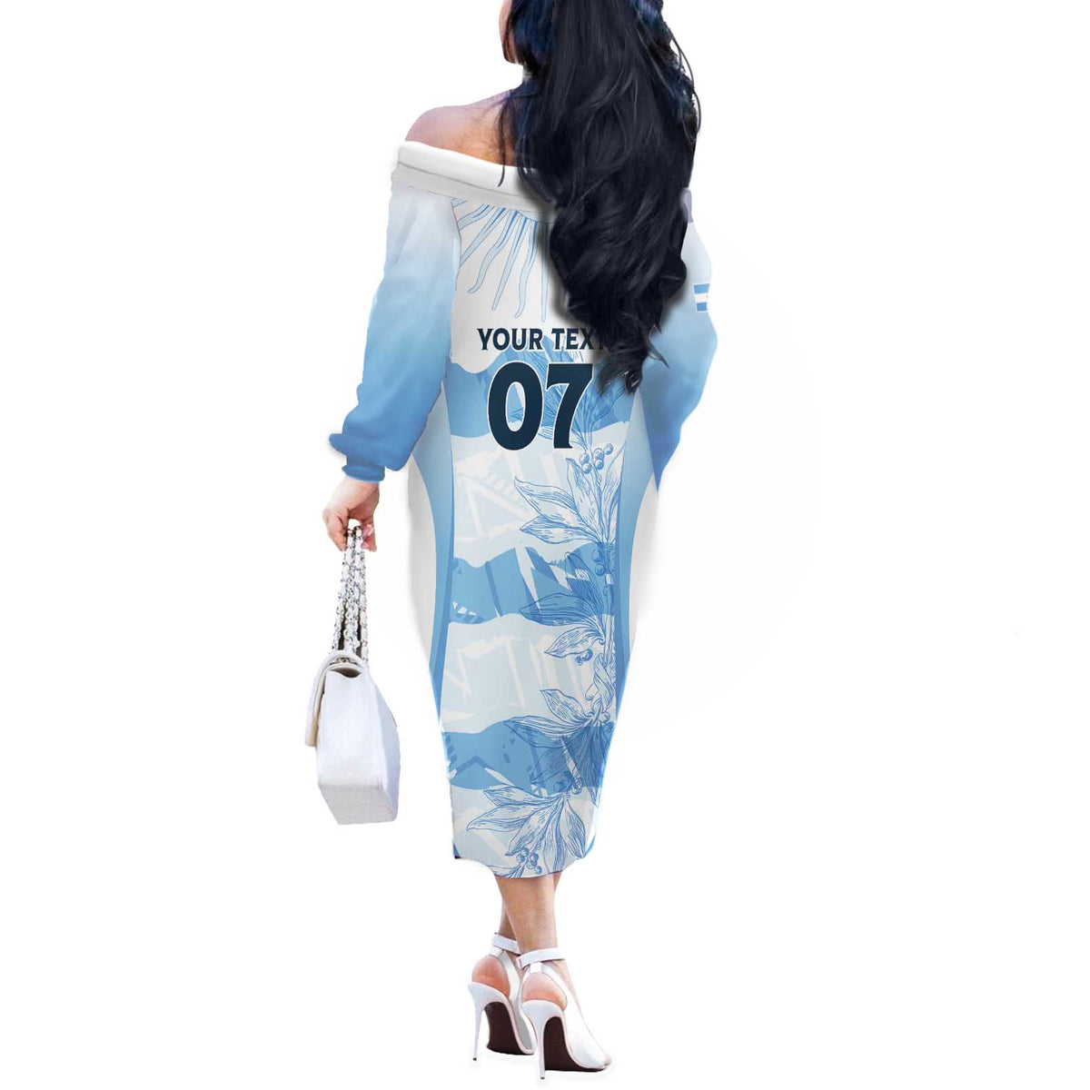 Argentina Rugby Los Pumas Custom Off The Shoulder Long Sleeve Dress Traditional Colors - Wonder Print Shop