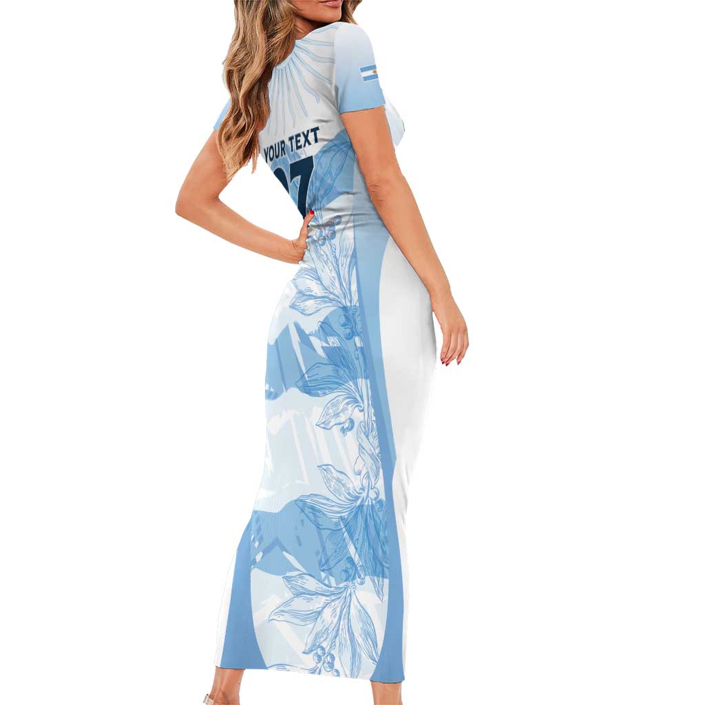 Argentina Rugby Los Pumas Custom Short Sleeve Bodycon Dress Traditional Colors - Wonder Print Shop