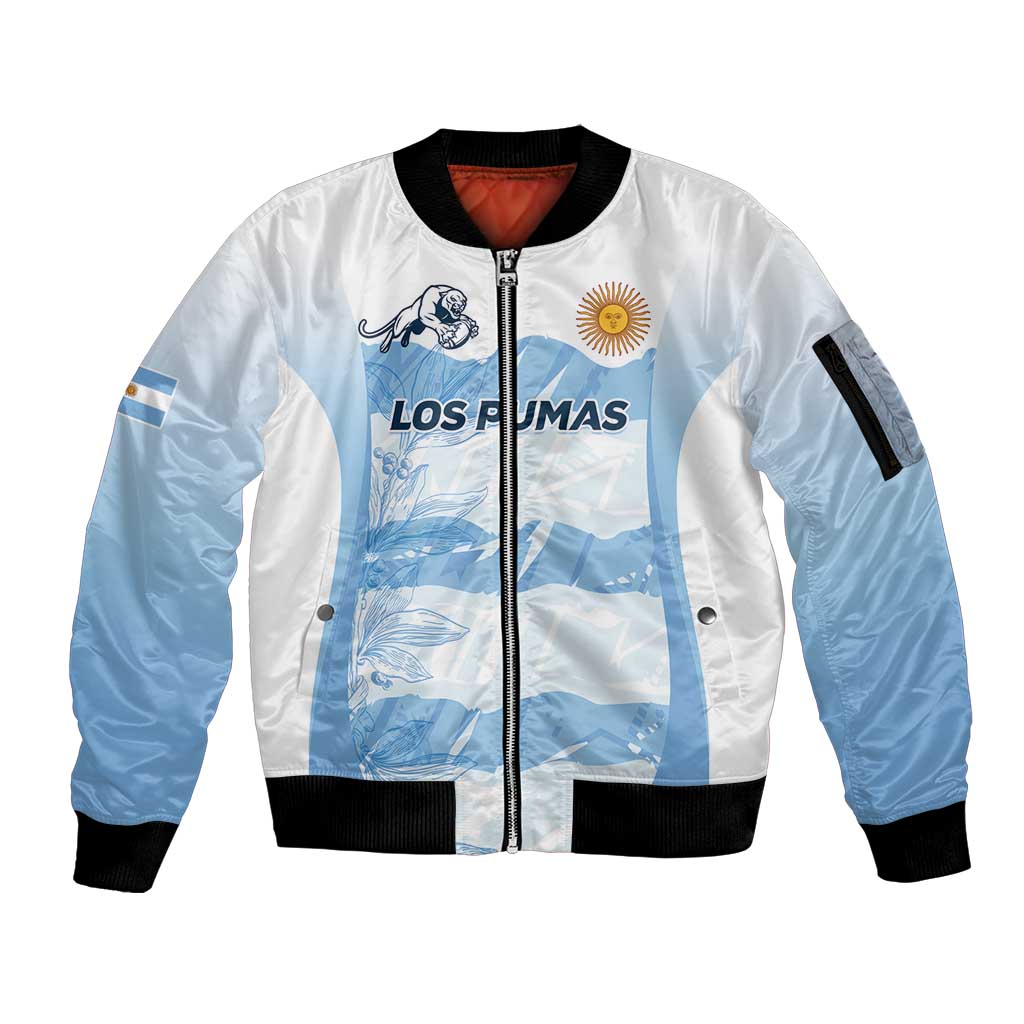 Argentina Rugby Los Pumas Custom Sleeve Zip Bomber Jacket Traditional Colors - Wonder Print Shop