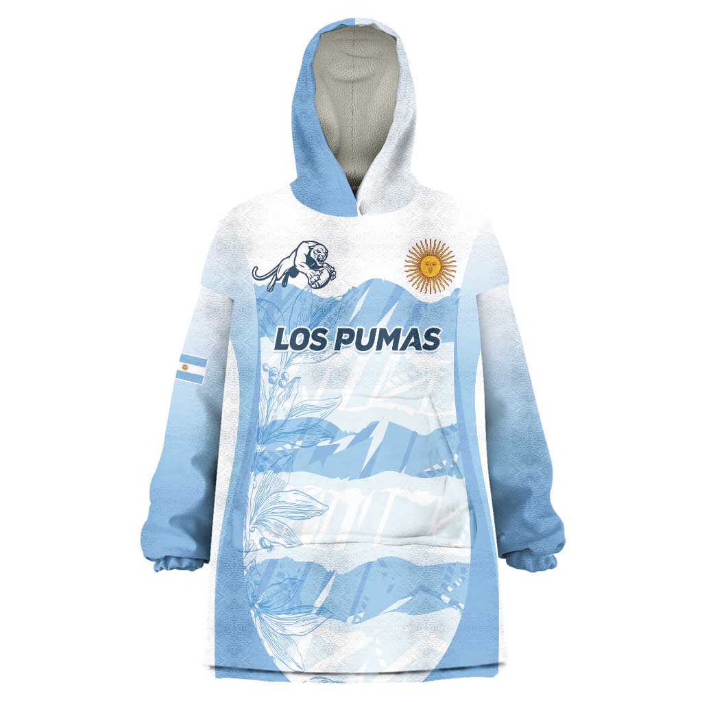 Argentina Rugby Los Pumas Custom Wearable Blanket Hoodie Traditional Colors - Wonder Print Shop