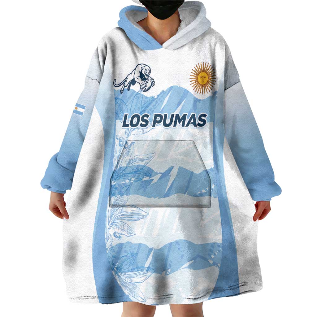Argentina Rugby Los Pumas Custom Wearable Blanket Hoodie Traditional Colors - Wonder Print Shop