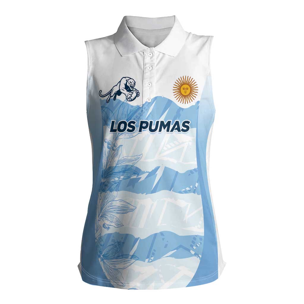 Argentina Rugby Los Pumas Custom Women Sleeveless Polo Shirt Traditional Colors - Wonder Print Shop