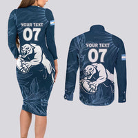 Argentina Rugby Los Pumas Custom Couples Matching Long Sleeve Bodycon Dress and Long Sleeve Button Shirt Laurel Wreath Inspired - Wonder Print Shop