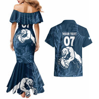 Argentina Rugby Los Pumas Custom Couples Matching Mermaid Dress and Hawaiian Shirt Laurel Wreath Inspired - Wonder Print Shop