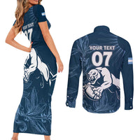 Argentina Rugby Los Pumas Custom Couples Matching Short Sleeve Bodycon Dress and Long Sleeve Button Shirt Laurel Wreath Inspired - Wonder Print Shop