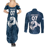 Argentina Rugby Los Pumas Custom Couples Matching Summer Maxi Dress and Long Sleeve Button Shirt Laurel Wreath Inspired - Wonder Print Shop