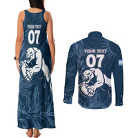 Argentina Rugby Los Pumas Custom Couples Matching Tank Maxi Dress and Long Sleeve Button Shirt Laurel Wreath Inspired - Wonder Print Shop