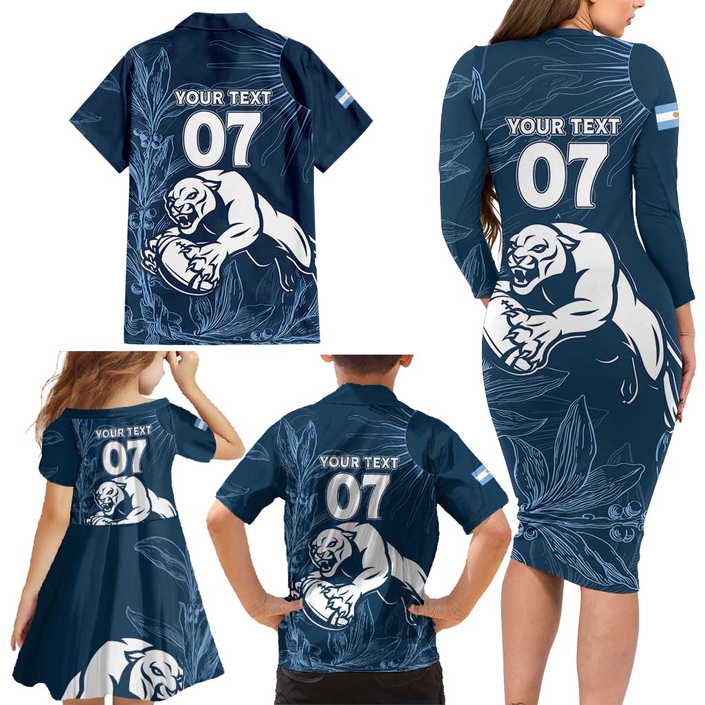 Argentina Rugby Los Pumas Custom Family Matching Long Sleeve Bodycon Dress and Hawaiian Shirt Laurel Wreath Inspired - Wonder Print Shop