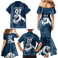 Argentina Rugby Los Pumas Custom Family Matching Mermaid Dress and Hawaiian Shirt Laurel Wreath Inspired - Wonder Print Shop