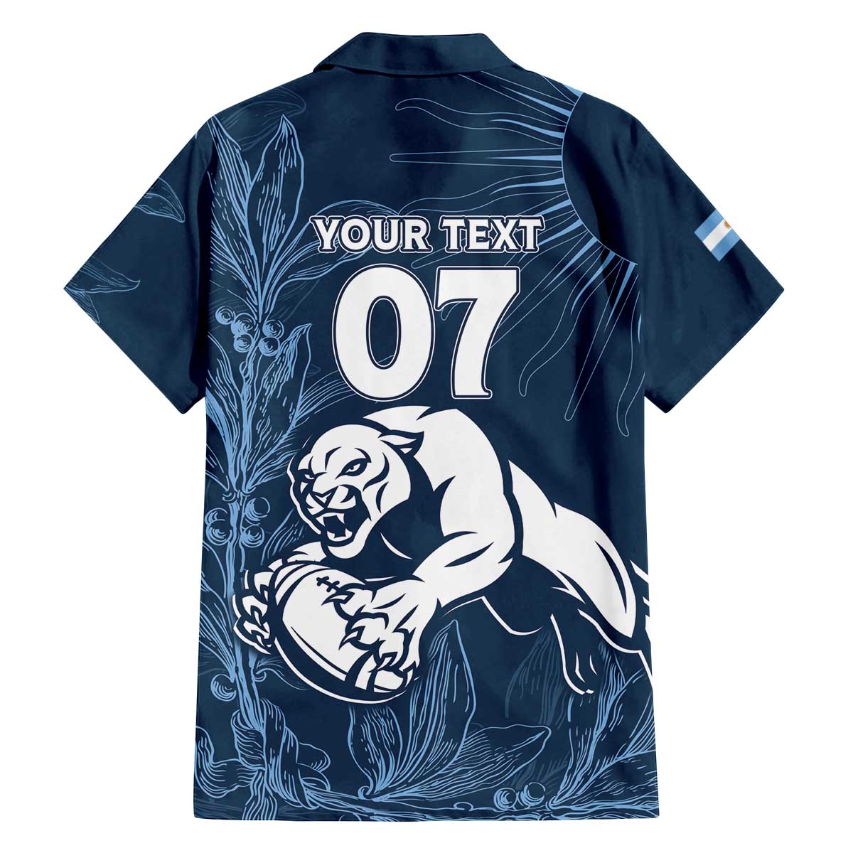 Argentina Rugby Los Pumas Custom Family Matching Off The Shoulder Long Sleeve Dress and Hawaiian Shirt Laurel Wreath Inspired - Wonder Print Shop