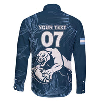 Argentina Rugby Los Pumas Custom Family Matching Off The Shoulder Long Sleeve Dress and Hawaiian Shirt Laurel Wreath Inspired - Wonder Print Shop