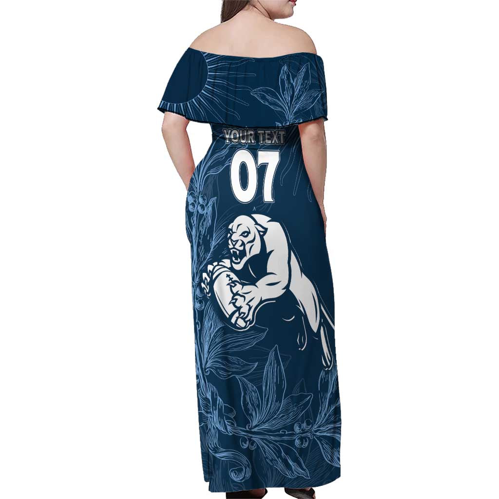 Argentina Rugby Los Pumas Custom Family Matching Off Shoulder Maxi Dress and Hawaiian Shirt Laurel Wreath Inspired - Wonder Print Shop