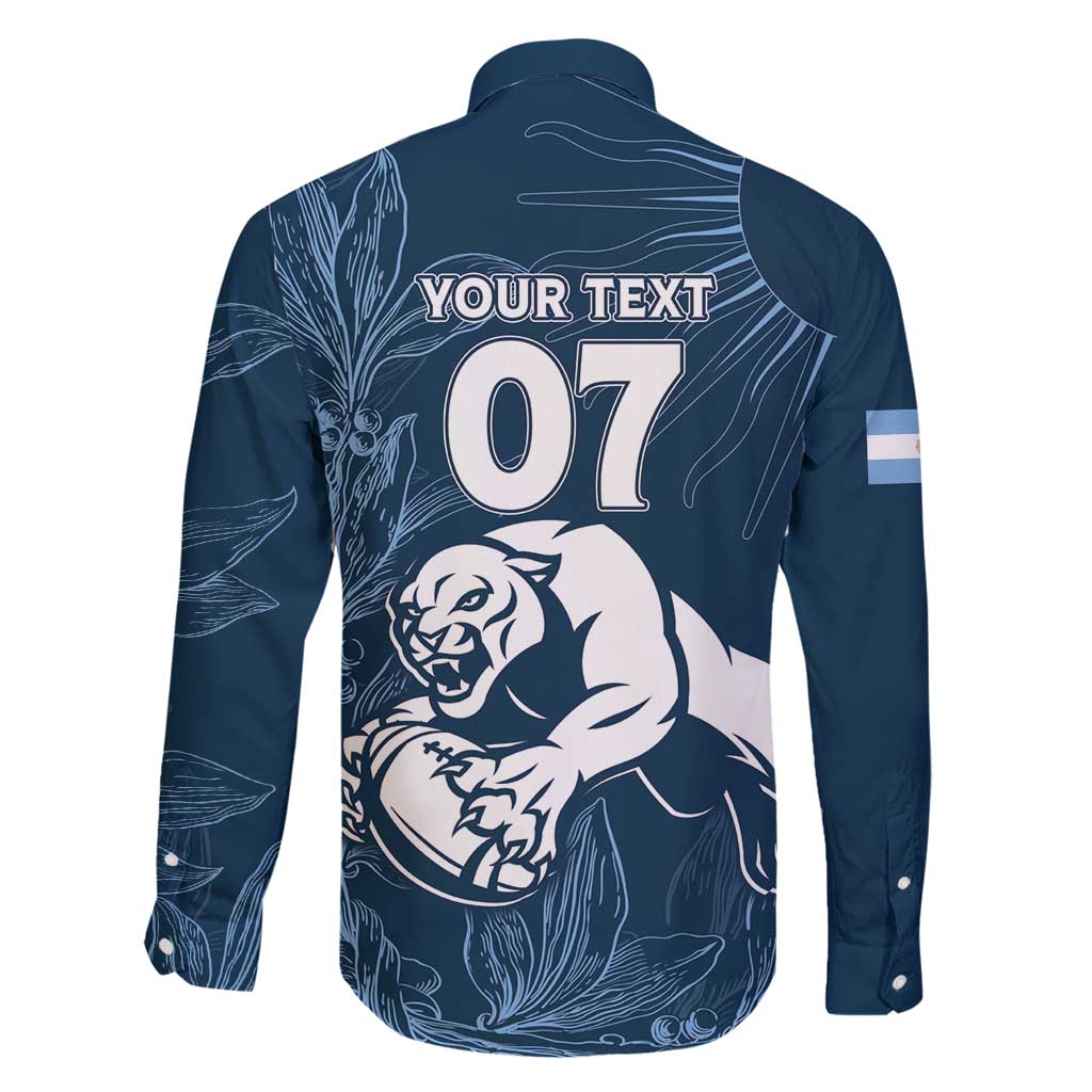 Argentina Rugby Los Pumas Custom Family Matching Off Shoulder Short Dress and Hawaiian Shirt Laurel Wreath Inspired - Wonder Print Shop