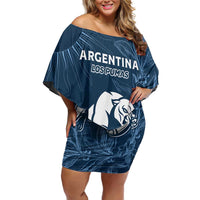 Argentina Rugby Los Pumas Custom Family Matching Off Shoulder Short Dress and Hawaiian Shirt Laurel Wreath Inspired - Wonder Print Shop