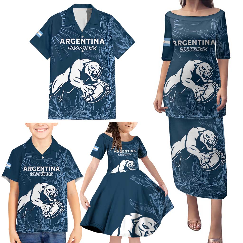 Argentina Rugby Los Pumas Custom Family Matching Puletasi and Hawaiian Shirt Laurel Wreath Inspired - Wonder Print Shop
