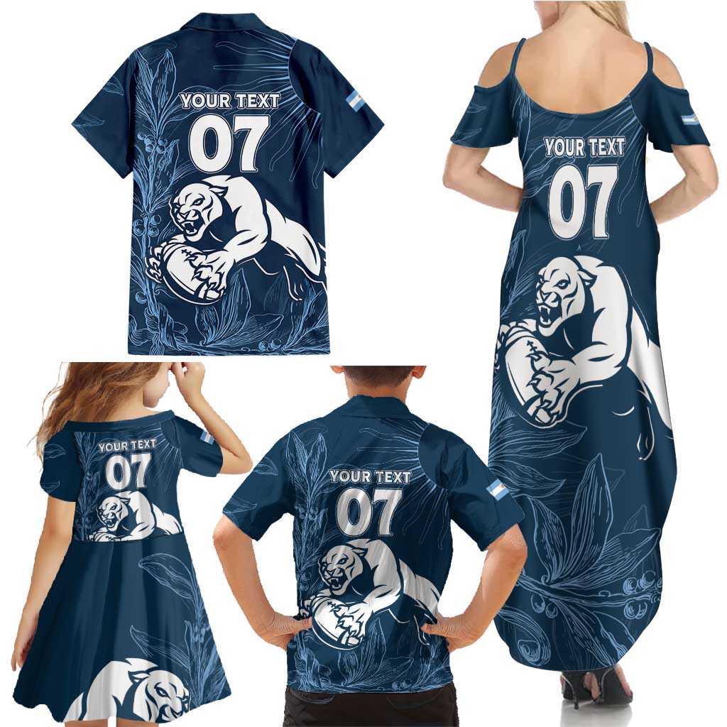 Argentina Rugby Los Pumas Custom Family Matching Summer Maxi Dress and Hawaiian Shirt Laurel Wreath Inspired - Wonder Print Shop