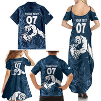 Argentina Rugby Los Pumas Custom Family Matching Summer Maxi Dress and Hawaiian Shirt Laurel Wreath Inspired - Wonder Print Shop