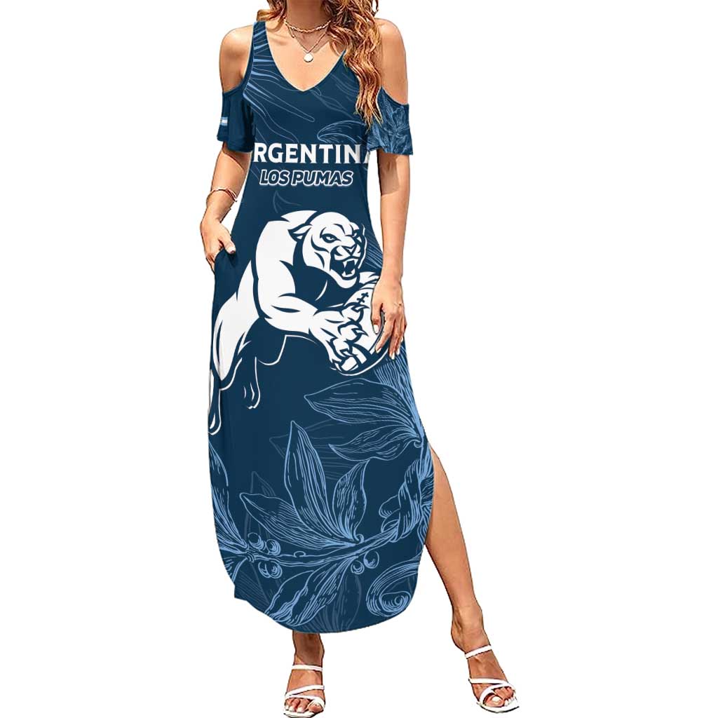 Argentina Rugby Los Pumas Custom Family Matching Summer Maxi Dress and Hawaiian Shirt Laurel Wreath Inspired - Wonder Print Shop