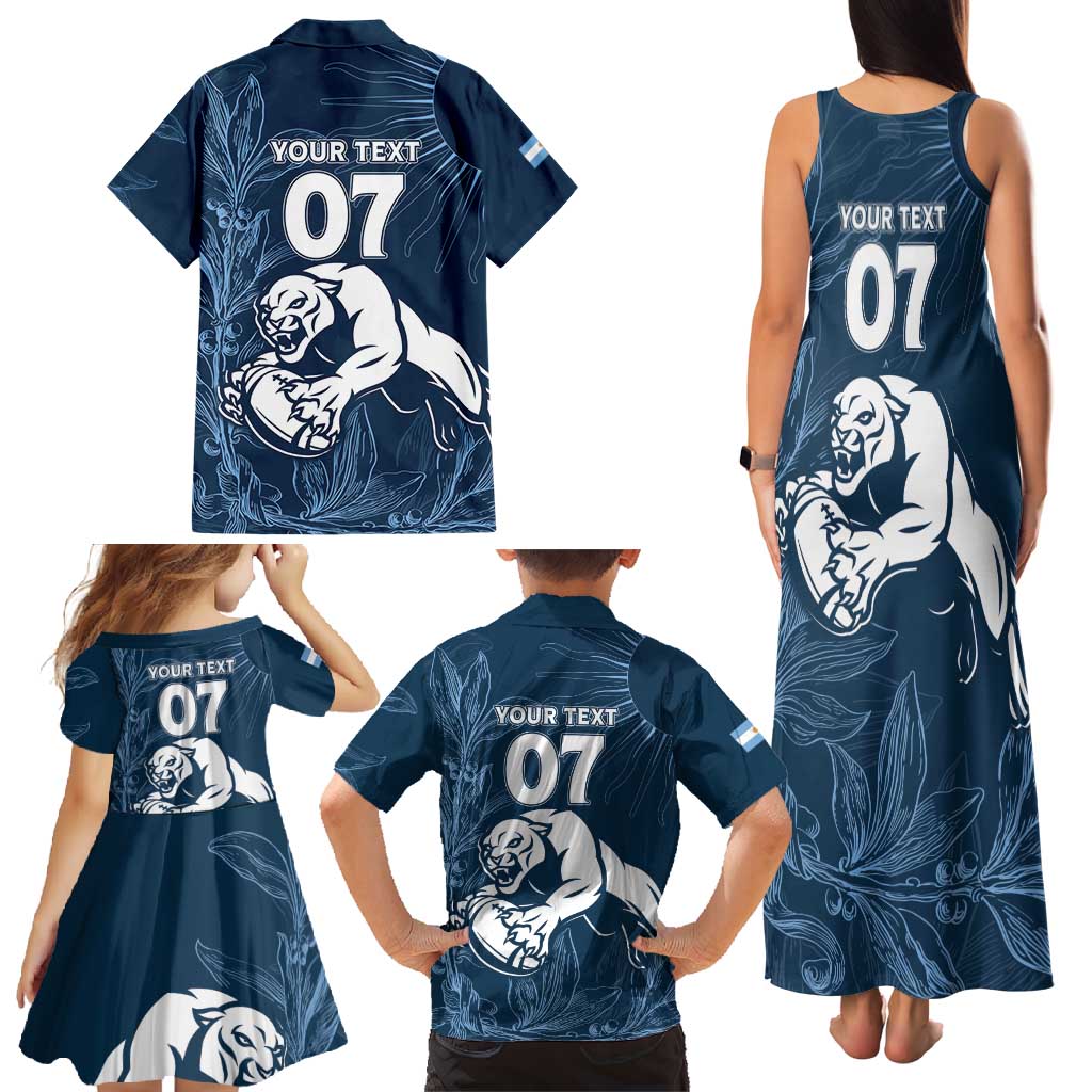 Argentina Rugby Los Pumas Custom Family Matching Tank Maxi Dress and Hawaiian Shirt Laurel Wreath Inspired - Wonder Print Shop