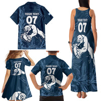 Argentina Rugby Los Pumas Custom Family Matching Tank Maxi Dress and Hawaiian Shirt Laurel Wreath Inspired - Wonder Print Shop