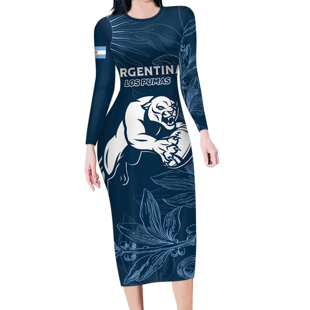 Argentina Rugby Los Pumas Custom Long Sleeve Bodycon Dress Laurel Wreath Inspired - Wonder Print Shop