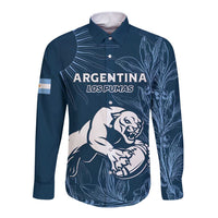 Argentina Rugby Los Pumas Custom Long Sleeve Button Shirt Laurel Wreath Inspired - Wonder Print Shop