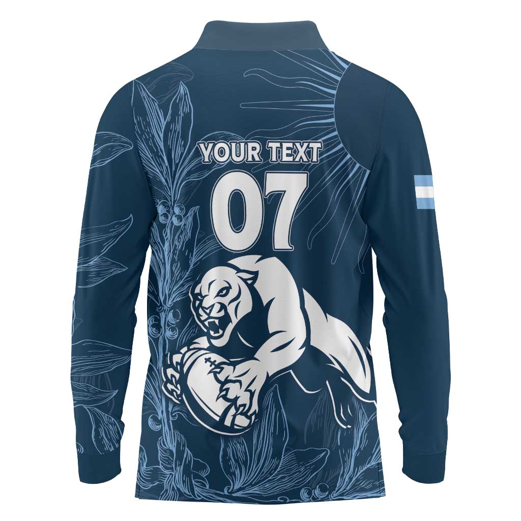 Argentina Rugby Los Pumas Custom Long Sleeve Polo Shirt Laurel Wreath Inspired - Wonder Print Shop