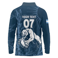 Argentina Rugby Los Pumas Custom Long Sleeve Polo Shirt Laurel Wreath Inspired - Wonder Print Shop