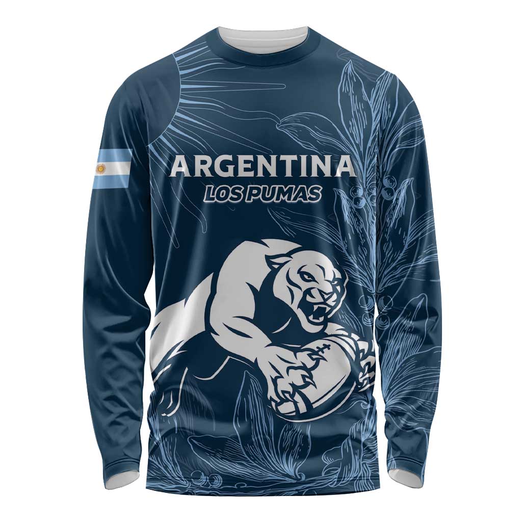 Argentina Rugby Los Pumas Custom Long Sleeve Shirt Laurel Wreath Inspired - Wonder Print Shop