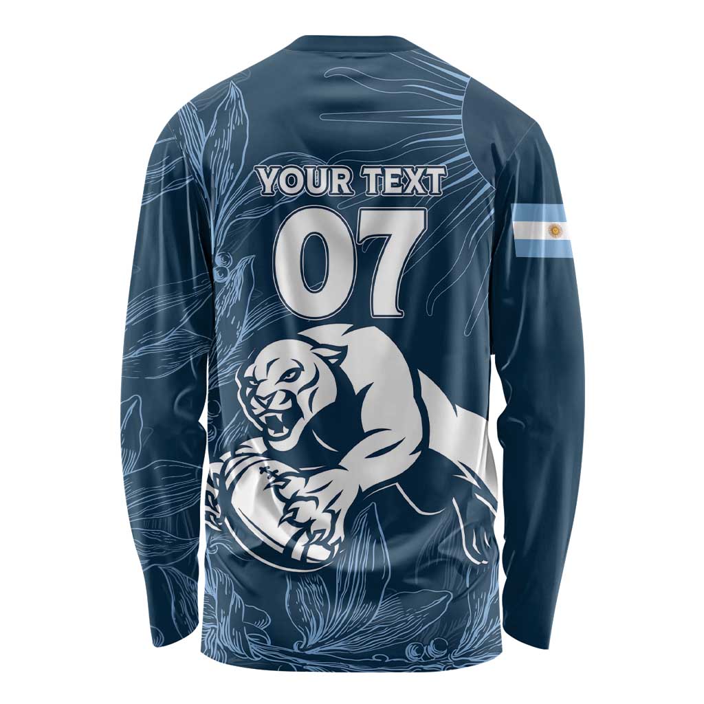 Argentina Rugby Los Pumas Custom Long Sleeve Shirt Laurel Wreath Inspired - Wonder Print Shop