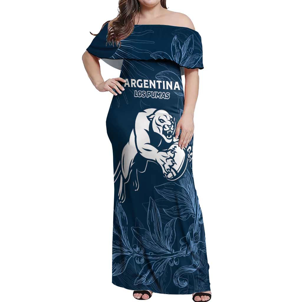 Argentina Rugby Los Pumas Custom Off Shoulder Maxi Dress Laurel Wreath Inspired - Wonder Print Shop