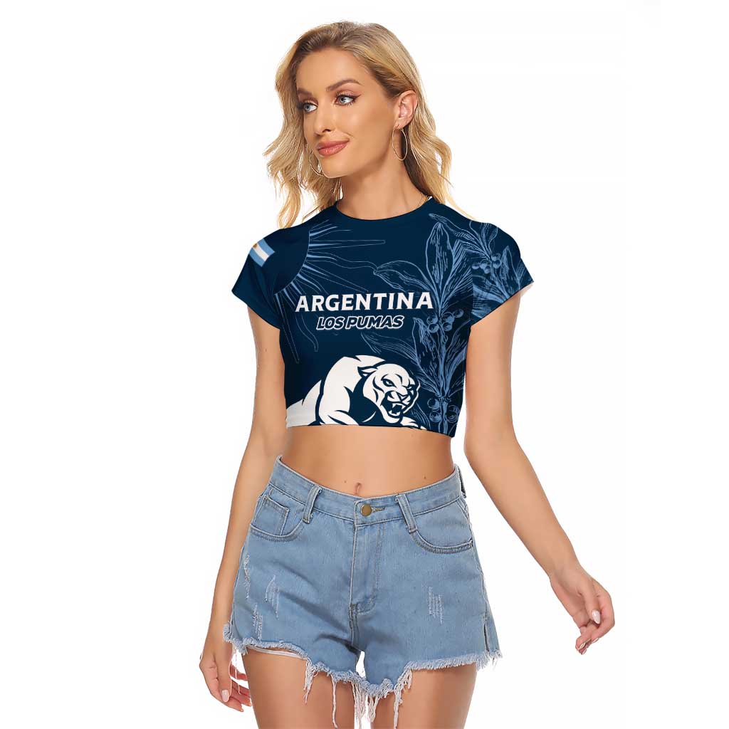 Argentina Rugby Los Pumas Custom Raglan Cropped T Shirt Laurel Wreath Inspired - Wonder Print Shop