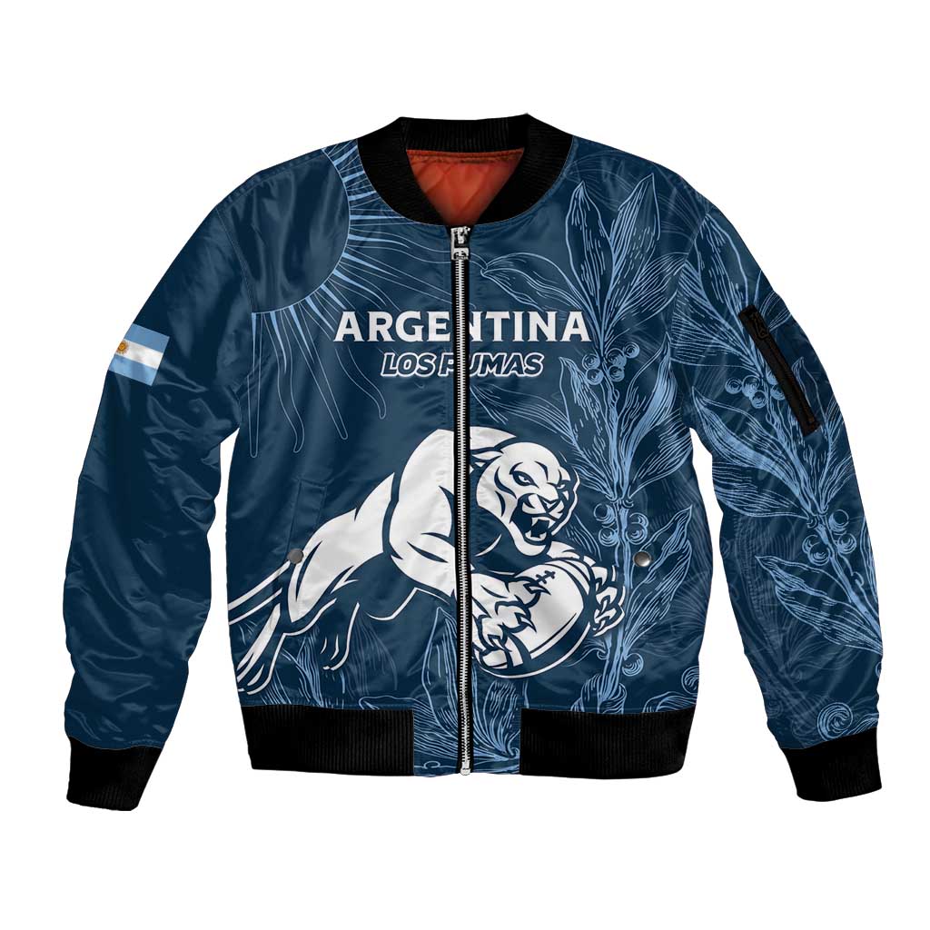 Argentina Rugby Los Pumas Custom Sleeve Zip Bomber Jacket Laurel Wreath Inspired - Wonder Print Shop