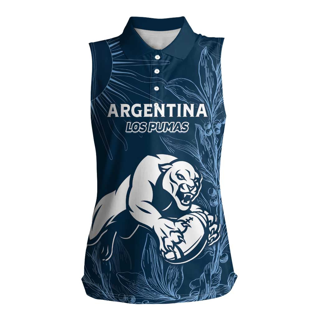 Argentina Rugby Los Pumas Custom Women Sleeveless Polo Shirt Laurel Wreath Inspired - Wonder Print Shop